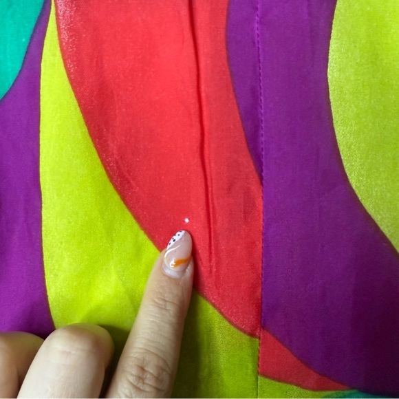 VTG CRISCA Artsy Contemporary Art to Wear Geometric 80s 90s Ruffle Mini Dress - Picture 3 of 10